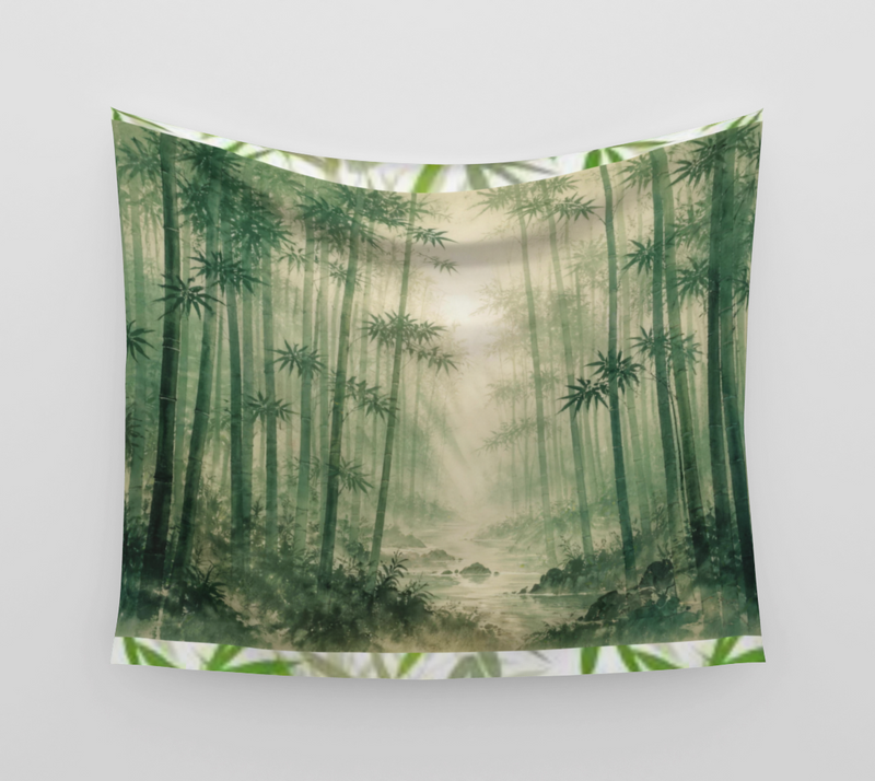 Bamboo Forest Morning Mist — Wall Tapestry