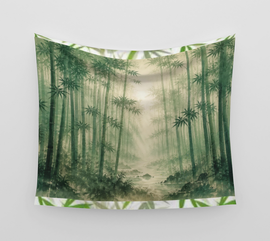 Bamboo Forest Morning Mist — Wall Tapestry