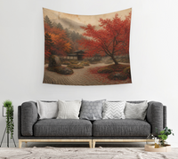 Zen Garden in Crimson — Wall Tapestry 2