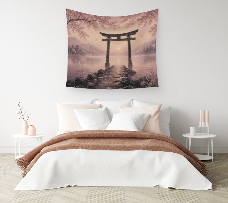 Torii Gate at Dawn — Wall Tapestry back
