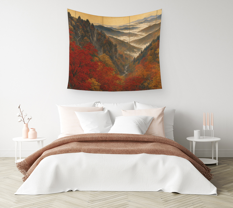 Crimson valley — Wall Tapestry back