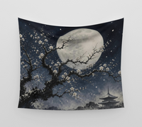Winter Plum & Moon — Wall Tapestry 3