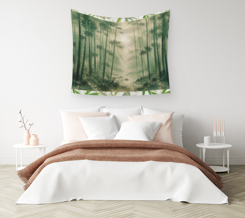 Bamboo Forest Morning Mist — Wall Tapestry back