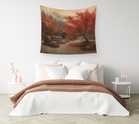 Zen Garden in Crimson — Wall Tapestry 1