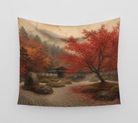 Zen Garden in Crimson — Wall Tapestry 3