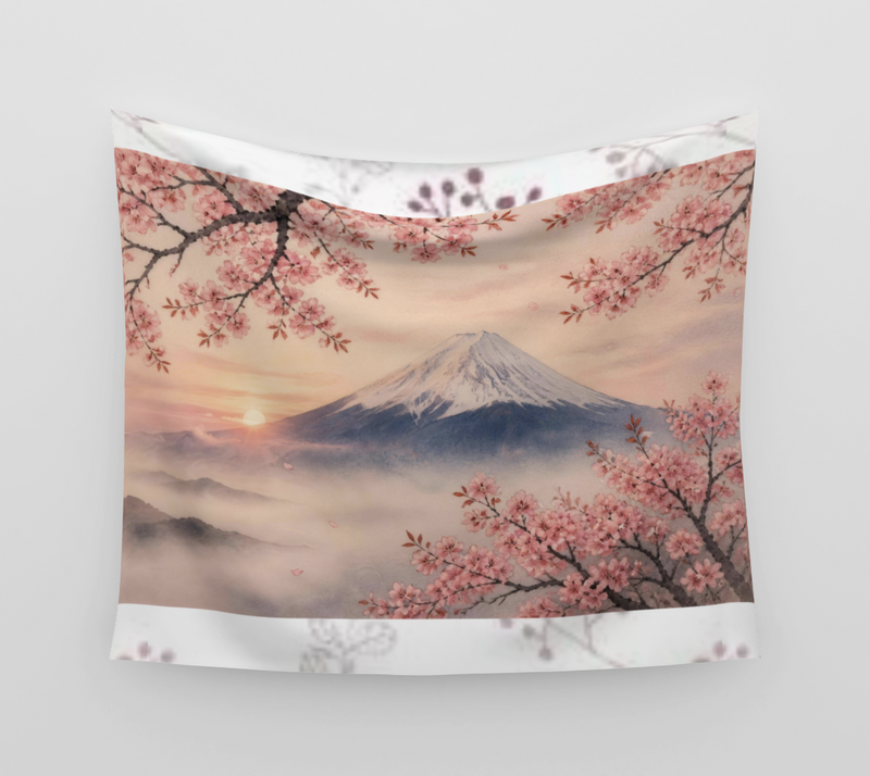 Mount Fuji & Cherry Blossom — Wall Tapestry