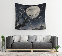 Winter Plum & Moon — Wall Tapestry 2