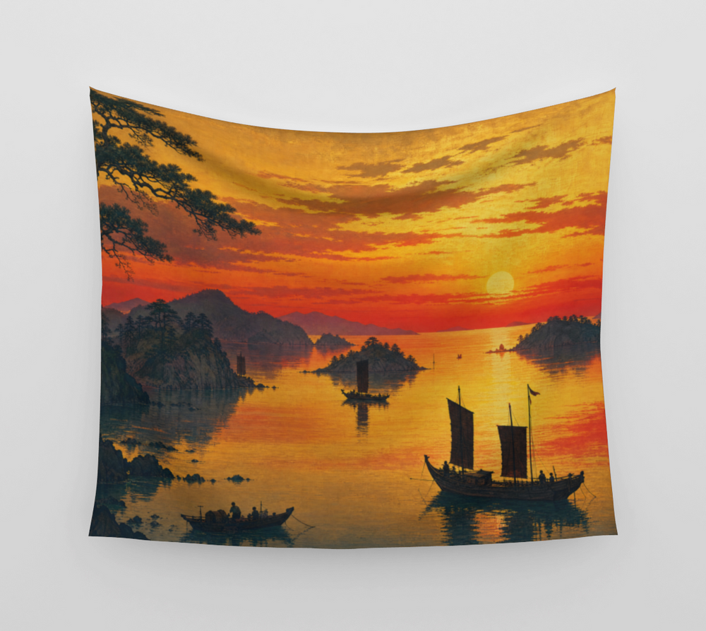 Island sunset — Wall Tapestry