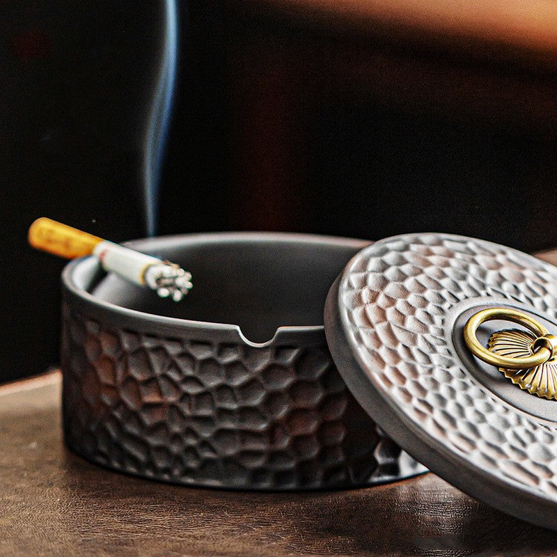 Home Living Room Fly-proof Ash Tray With Lid Office Ashtray back